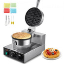 Commercial Waffle Maker, 1230W Round Waffle Baker Machine, Non-Stick Stainless Steel Belgian Waffle Iron with Temperature and Time Control, Handle, for Restaurant Bakery Snack Bar Family