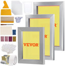 Screen Printing Kit, 3 Pieces Aluminum Silk Screen Printing Frames 25x36/20x30/15x25 cm 110 Count Mesh, 5 Glitters and Screen Printing Squeegees and Transparency Films for T-shirts DIY
