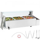 Commercial Electric Food Warmer Countertop Buffet 3*8Qt with Glass Shield