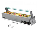 Commercial Food Warmer, 1500W Electric Stainless Steel Steam Food Warmer with Glass Cover, 6 x 1/3 Size Pans Buffet Bain Marie with Soup & Perforated Ladles, for Catering, Restaurant & Party