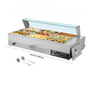 Commercial Food Warmer, 1500W Electric Stainless Steel Steam Food Warmer with Glass Cover, 9-Pan Countertop Buffet Bain Marie with Soup & Perforated Ladles, for Catering, Restaurant & Party