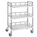 Lab Rolling Cart, 3-Shelf Stainless Steel Rolling Cart, Lab Serving Cart with Swivel Casters, Dental Utility Cart for Clinic, Lab,  Hospital, Salon, 26.38"x15.55"x34.13"
