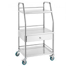 Lab Rolling Cart Dental Lab Serving Cart 3 Tiers 1 Drawer Stainless Steel