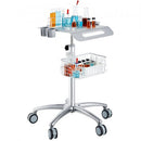 Mobile Rolling Cart Height-Adjustable Medical Trolley Cart with Basket