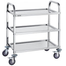 VEVOR Stainless Steel Cart, 3 Layers Lab Utility Cart 181 kg Weight Capacity, Medical Cart with Lockable Universal Wheels, for Lab, Clinic, Kitchen, Salon