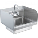 Commercial Hand Sink with Faucet and Side Splash, NSF Stainless Steel Sink for Washing, Small Hand Washing Sink, Wall Mount Hand Basin for Restaurant, Kitchen, Bar, Garage and Home, 43x33 cm
