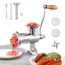 Manual Meat Grinder, All Parts Stainless Steel, Hand Operated Meat Grinding Machine with Tabletop Clamp, 2 Grinding Plates & Sausage Stuffer, Ideal for Home Kitchen Restaurant Butcher’s Shop