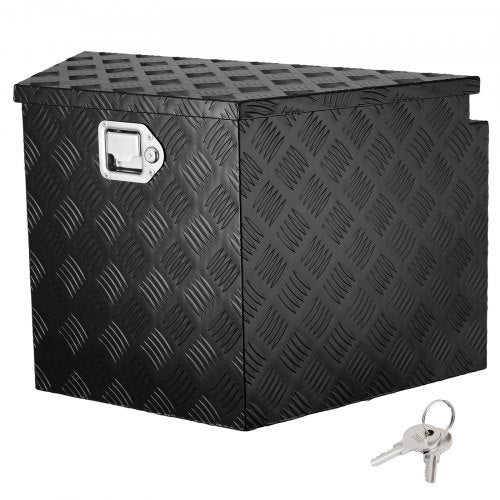 Trailer Tongue Box, Aluminum Alloy Diamond Plate Tongue Box Tool Chest, Heavy Duty Trailer Box Storage with Lock and Keys, for Pickup Truck, RV, Trailer, 737 x 410 x 460 mm/29x16.5x18inch