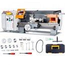 Metal Lathe Machine, 180 mm x 350 mm, Precision Benchtop Power Metal Lathe, 0-2200 RPM Continuously Variable Speed, 500W Brush Motor Metal Gears, with Tool Box for Processing Precision Parts