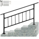 Outdoor Stair Railing, Fits for 1-4 Steps Transitional Wrought Iron Handrail, Adjustable Exterior Stair Railing, Handrails for Concrete Steps with Installation Kit, Matte Black Outdoor Handrail