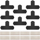 Black T Mending Plate T-shape 8 PCs 6" Flat Connector Post to Beam Bracket