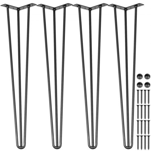 Hairpin Table Legs 24 inch, Set of 4 DIY Desk Table Legs 3 Rods Heavy Duty