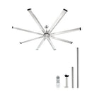 213 cm Ceiling Fan No Light, 6-Speed Remote Control, Aluminum 8-Blade, Reversible DC Motor, Modern Low Profile Flush Mount Fan for Bedroom, Living Room, Patio, Indoor/Outdoor, Brushed Nickel