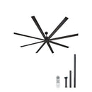 244 cm Ceiling Fan No Light, 6-Speed Remote Control, Aluminum 8-Blade, Reversible DC Motor, Modern Low Profile Flush Mount Exterior Fan for Bedroom, Living Room, Patio, Indoor/Outdoor, Black
