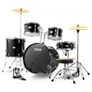 Adult Drum Set, 5-Piece, 558.8 mm Complete Full Size Drum Kit with Bass Toms Snare Floor Drum Adjustable Throne Stands Cymbal Hi-Hat Pedal and Drumsticks, Beginner Drum Kit for Adults, Black