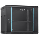 9U Wall Mount Network Server Cabinet, 39.37 cm Deep, Server Rack Cabinet Enclosure, 90.7 kg Max. Ground-mounted Load Capacity, with Locking Glass Door Side Panels, for IT Equipment, A/V Devices
