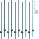 5 Feet Fence Post 10 Pack T-Post Heavy Duty Metal Fence Posts Green