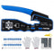 RJ45 Crimp Tool Kit, Cat5e/Cat6/Cat6a Ethernet Crimper Crimp Pliers for 8-Pin Modular Plugs with 20pcs Pass-Through Connectors and Covers, Wire Stripper and Network Tester