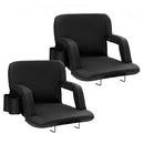 Stadium Seat with Back Support, Wide Bleacher Seat Backs, Folding Padded Cushion Stadium Chair, Portable Reclining Chairs with Hook Pocket Cupholder, Ideal for Sport Event Beach Concert (2 Set)
