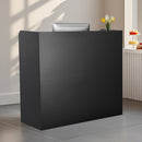 Reception Desk, 1200 x 480 x 1100 mm Rectangular Front Counter Table, Office Reception Counter with Lockable Drawer and Storage Cabinet, for Checkout, Lobby, Beauty Salon and Office, Black