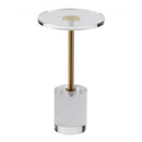 Clear Acrylic End Table, Acrylic Side Table with a Solid Base, 11.9 x 11.9 inch Round Tabletop, 21.4 inch High, for Coffee, Drink, Food, Snack used in Living Room, Bedroom, and Study