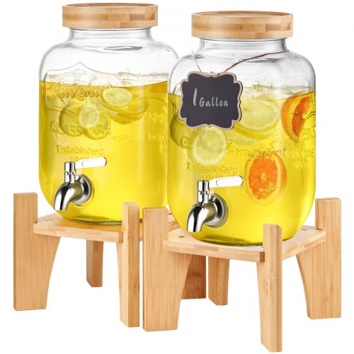 Drink Dispenser 1 Gal Beverage Dispenser for Parties Glass with Stand