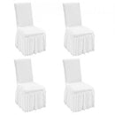 Stretch Spandex Folding Chair Covers, Universal Fitted Chair Cover with Skirt, Removable Washable Protective Slipcovers, for Wedding, Holiday, Banquet, Party, Celebration, Dining (4 PCS White)