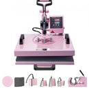 Heat Press Machine, 15 x 15 inch, 8 in 1 Heat Transfer Machine with 6-30 oz Tumbler Press, 360° Swing Away T-Shirt Pressing, Digital Precise Control, for T-Shirts/Mugs/Hats/Plates, Pink