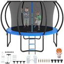 10FT Trampoline, 330 lbs Trampoline with Enclosure Net, Ladder, and Curved Pole, Heavy Duty Trampoline with Jumping Mat and Spring Cover Padding, Outdoor Recreational Trampolines for Kids Adults