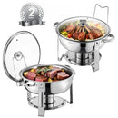5 Qt 2 Pack Round Chafing Dish Buffet Set Full-Size Pan Stainless Steel