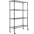 Storage Shelving Unit with Wheels, 4-Tier Adjustable, 700 lbs Capacity, Heavy Duty Garage Shelves Metal Organizer Wire Rack, Black, 47.2" L x 17.7" W x 74" H for Kitchen Pantry Basement Bathroom