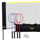 Badminton Net, Height Adjustable Volleyball Net, 20ft Wide Foldable Pickleball Net, Portable Tennis Net Set with Poles, Stand, Bag, Rackets, Nylon Shuttlecocks, Kid Backyard Indoor Outdoor Use