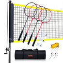 Badminton Net Set, Outdoor Backyard Beach Park Badminton Net, Portable Badminton Equipment Set, Adults Kids Badminton Net with Poles, Carrying Bag, 4 Iron Rackets, and 3 Nylon Shuttlecocks