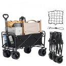 Collapsible Folding Wagon, 3 cu.ft Beach Wagon Cart with All-Terrain Wheels, Heavy Duty Folding Wagon Cart 350 lbs Weight Capacity with Drink Holders, Sports Wagon for Camping, Shopping, Garden