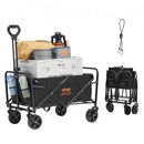 Collapsible Folding Wagon, 2 cu.ft Beach Wagon Cart with All-Terrain 5in Wheels, Heavy Duty Folding Wagon Cart 220 lbs Weight Capacity with Drink Holders, Sports Wagon for Camping, Shopping, Gar