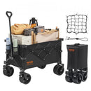 Collapsible Folding Wagon, 220 L Beach Wagon Cart with All-Terrain Wheels, Heavy Duty Folding Wagon Cart Max 330 lbs with Drink Holders, Sports Wagon for Camping, Shopping, Garden