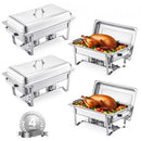 8 Qt 4 Pack Rectangle Chafing Dish Buffet Set Fullsize Pan Stainless Steel