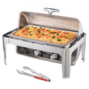 Roll Top Chafing Dish Buffet Complete Set, 7.5L Stainless Steel Chafer with Full Size Pan, Rectangle Catering Warmer Server with Lid Water Pan Stand Fuel Holder Meal Clip, for at Least 8 People