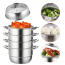 Steamer Pot 11.8in/30cm, 5 Tier Steamer Pot for Cooking with 10QT Stock Pot, 3 Vegetable Steamers & 2 Steaming Trays, Food-Grade 304 Stainless Steel Food Steamer Cookware for Gas Electric Stove