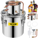 Moonshine Still 3 Gal 12L Stainless Steel Water Alcohol Distiller Copper Tube Home Brewing Kit Build-in Thermometer for DIY Whisky Wine Brandy, 3Gal, Sliver