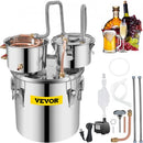 Moonshine Still 5 Gal 21L Stainless Steel Water Alcohol Distiller Copper Tube Home Brewing Kit Build-in Thermometer for DIY Whisky Wine Brandy, 5GAL, 3 pots
