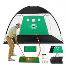 Golf Net, 10x7ft All in 1 Practice Net, Indoor Outdoor Home Golf Swing Training, Golf Hitting Aid Net with Target/Turf Mats/Balls/Tee/Golf Club/Bag, for Backyard Driving Chipping, Gift for Men