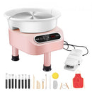 Pottery Wheel, 11 inch Pottery Forming Machine, 450W Electric Wheel for Pottery with Foot Pedal and LCD Touch Screen, Direct Drive Ceramic Wheel with 3 Support Legs for DIY Art Craft, Pink