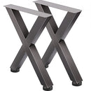 Set of 2 Steel Table Legs, 28\'\'Height 24\'\'Wide Dining Table Legs, Heavy Duty 3.1\" Square Box Section X Frame Table Legs, 28x24x3.1 Inch Original Color Industrial Country Style Metal Dining