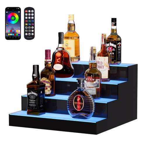 LED Lighted Liquor Bottle Display, 4 Tiers 16 Inch Commercial Illumina ...