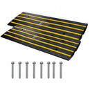 Curb Ramp, 2 Pack, 6.5 cm Rise, Rubber Driveway Ramps, Heavy Duty 15 tons Weight Capacity Threshold Ramp, Curbside Bridge Ramps for Loading Dock Garage Sidewalk, Expandable Full Ramp Set