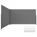 Retractable Side Awning, 160X600cm Aluminum Outdoor Privacy Screen, 280g Polyester Water-proof Retractable Patio Screen, UV 30+ Room Divider Wind Screen for Patio, Backyard, Balcony, Gray