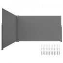 Retractable Side Awning, 180X600cm Aluminum Outdoor Privacy Screen, 280g Polyester Water-proof Retractable Patio Screen, UV 30+ Room Divider Wind Screen for Patio, Backyard, Balcony, Gray