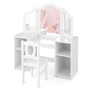 2 In 1 Kids Vanity Table And Chair Set With Removable Mirror