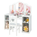 2 In 1 Kids Vanity Table And Chair Set With Removable Mirror